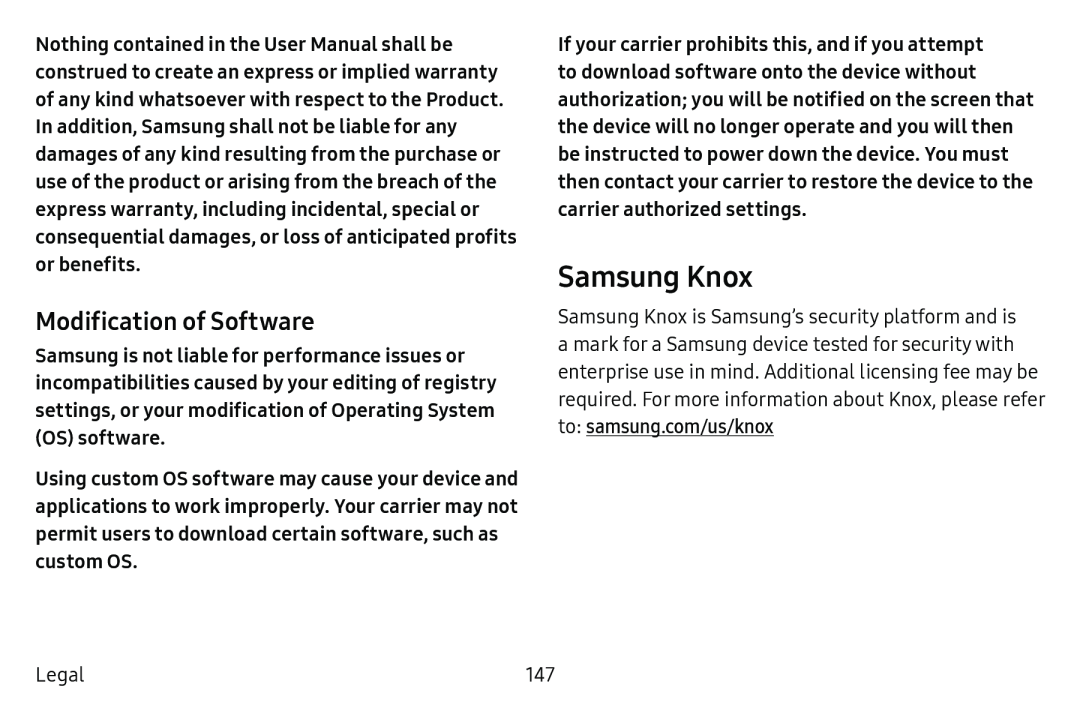 Modification of Software Samsung Knox