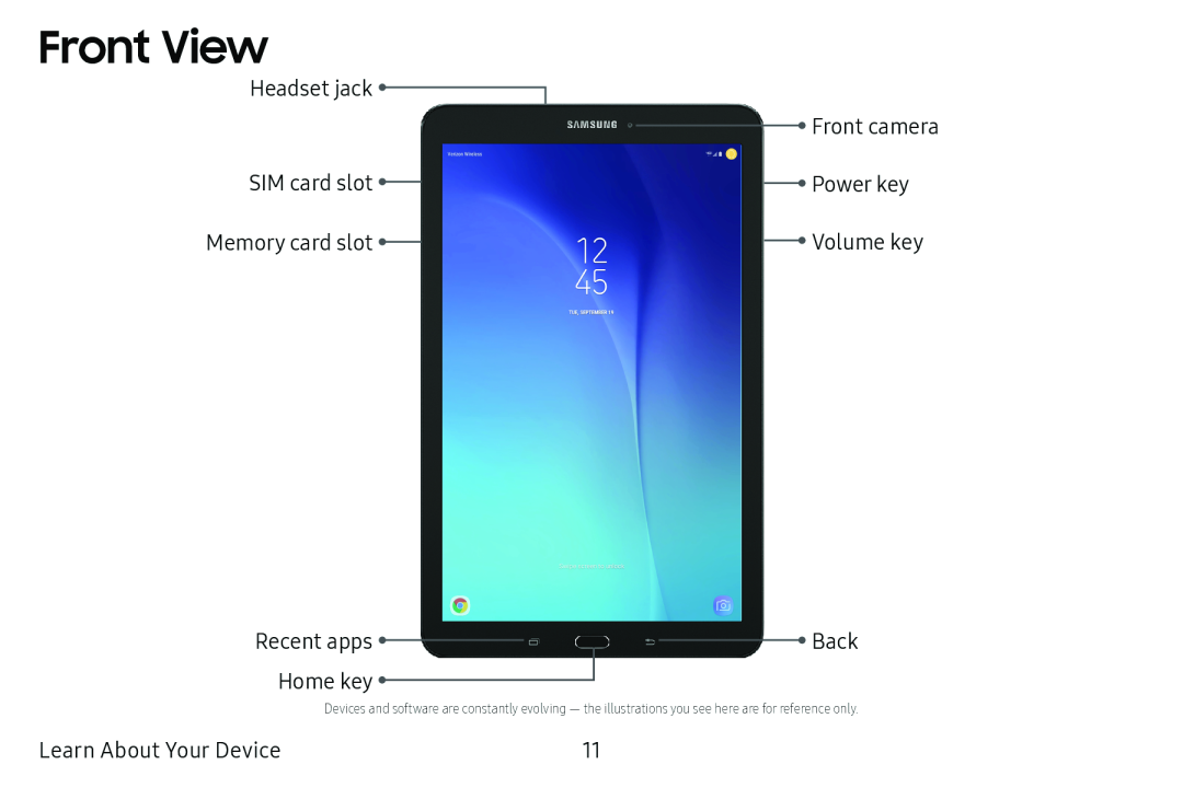 Front View Galaxy Tab E 9.6 Verizon