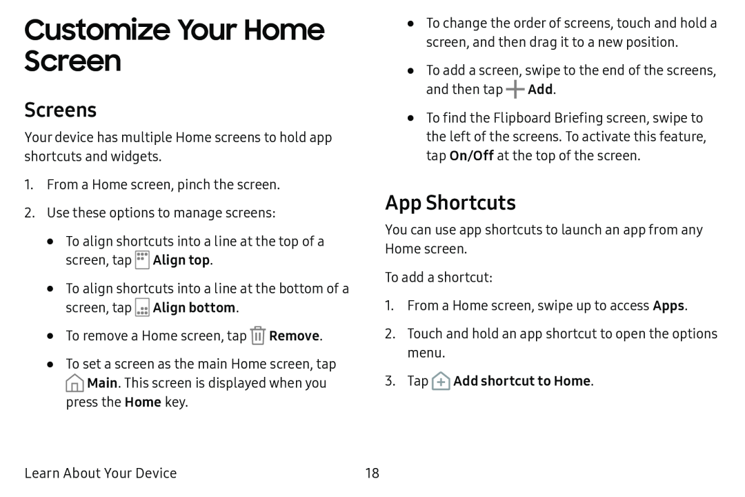 Screens App Shortcuts