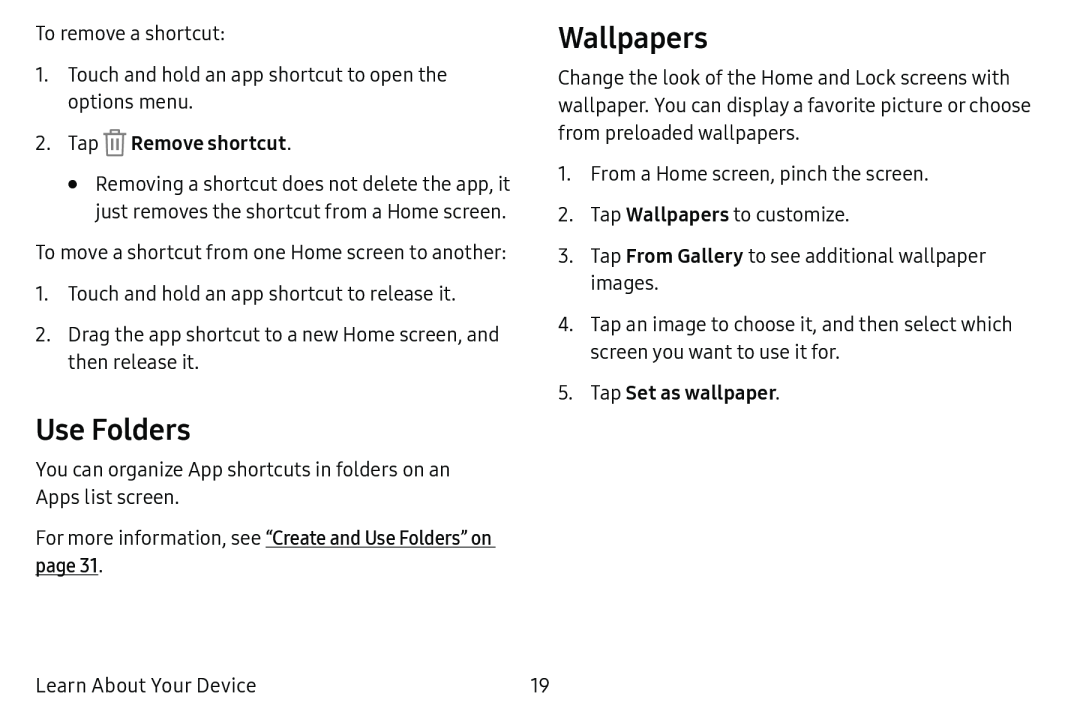 Use Folders Galaxy Tab E 9.6 Verizon