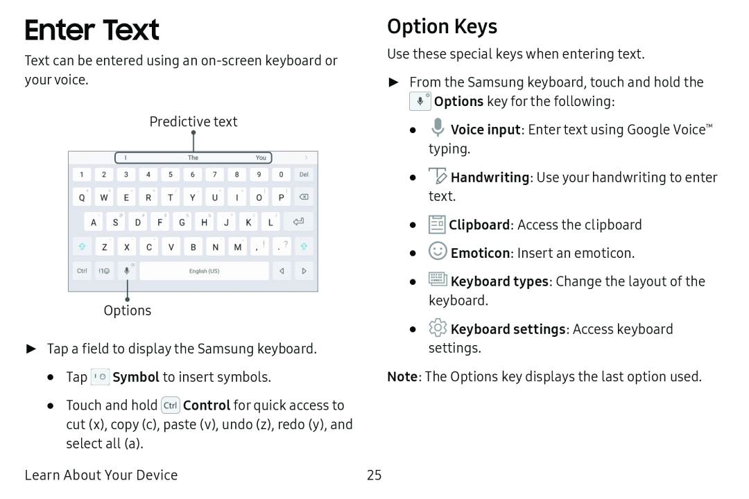 Option Keys Galaxy Tab E 9.6 Verizon