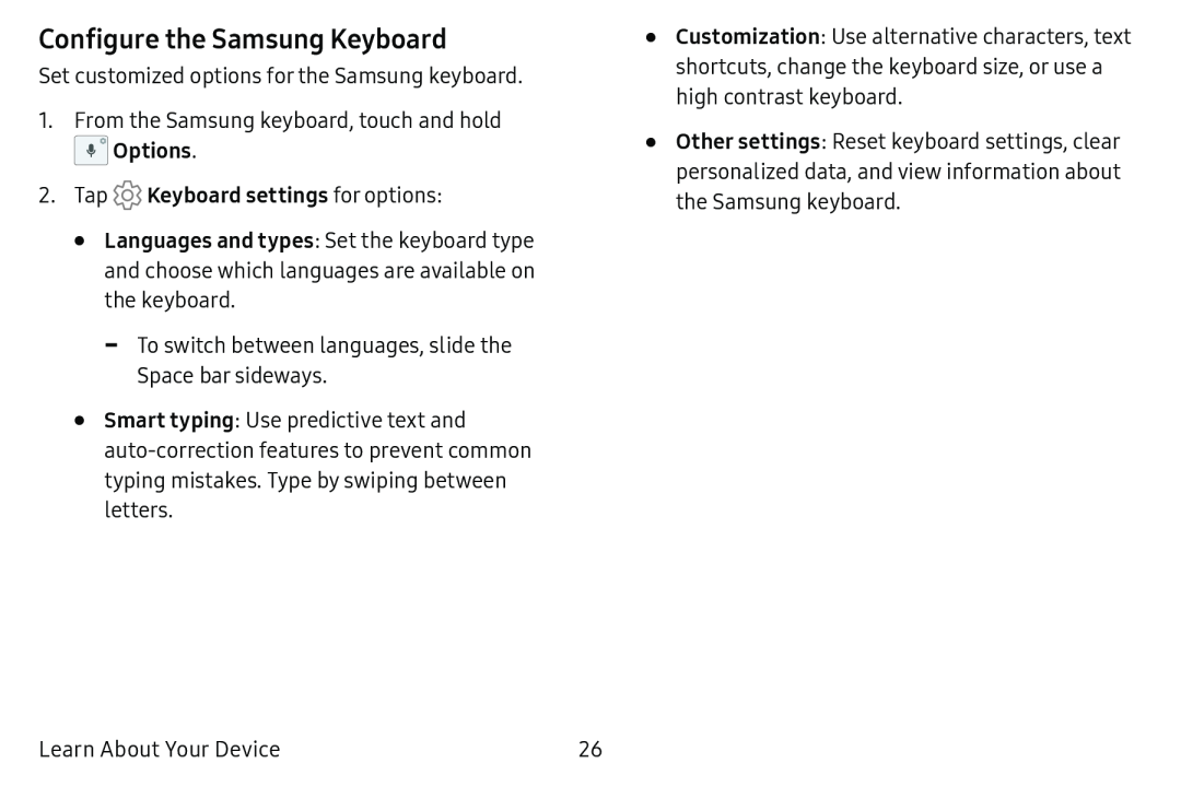 Configure the Samsung Keyboard Galaxy Tab E 9.6 Verizon