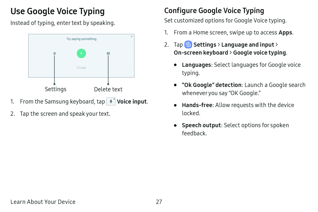 Configure Google Voice Typing Galaxy Tab E 9.6 Verizon