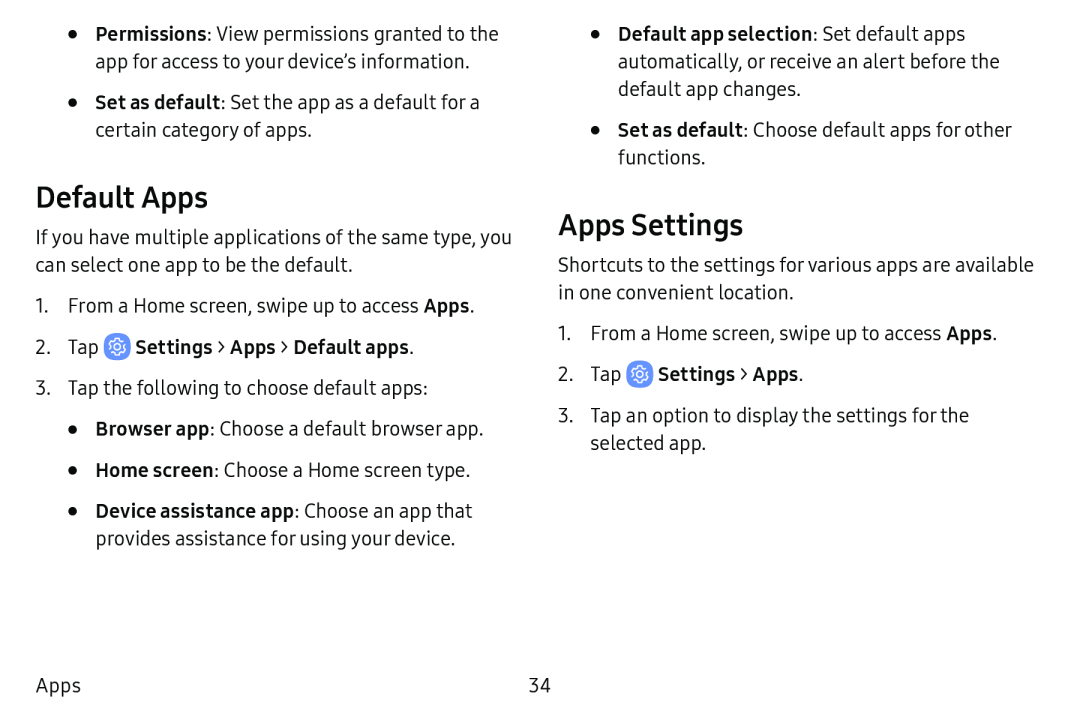 Default Apps Apps Settings