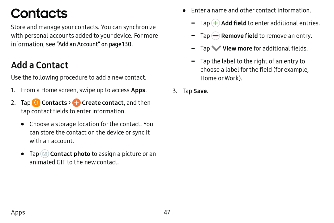 Add a Contact Contacts