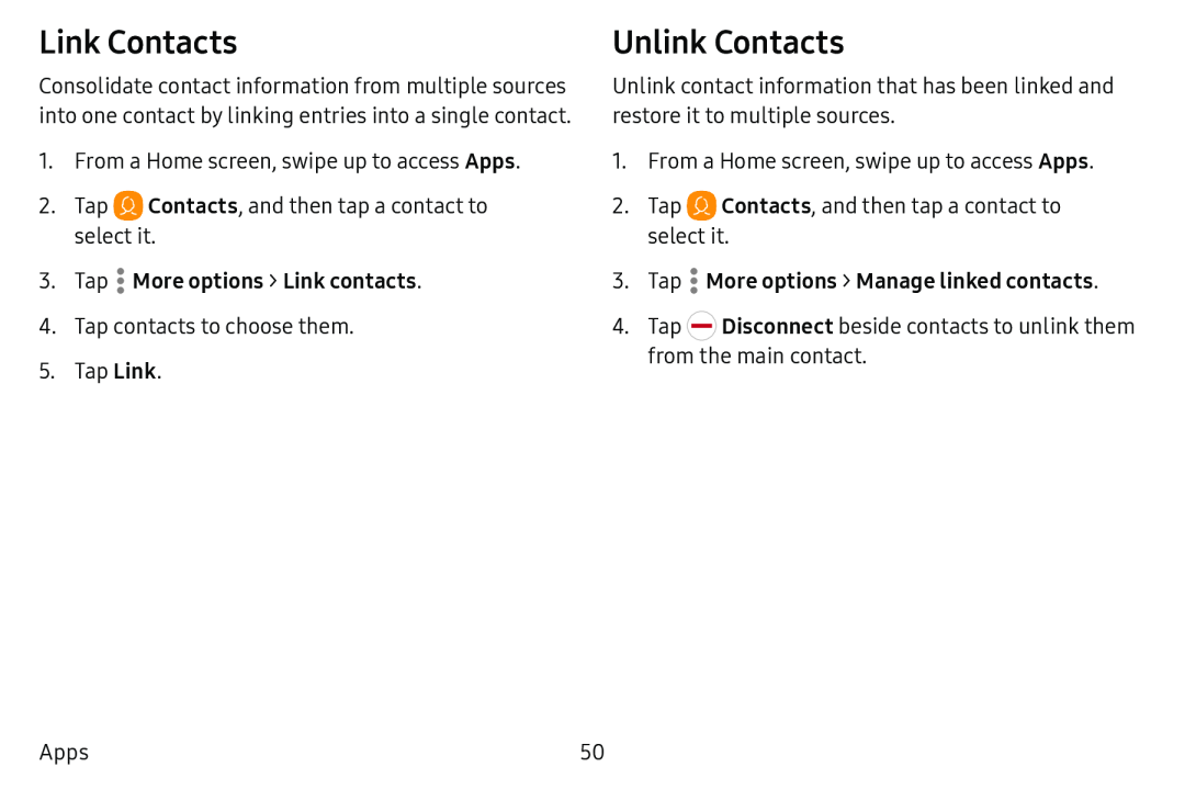 Unlink Contacts Galaxy Tab E 9.6 Verizon