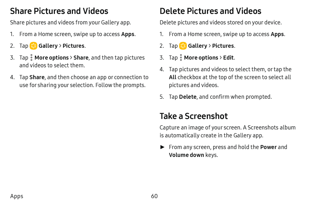 Share Pictures and Videos Delete Pictures and Videos