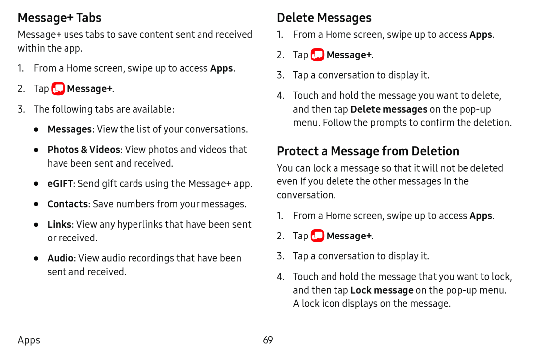 Protect a Message from Deletion Galaxy Tab E 9.6 Verizon