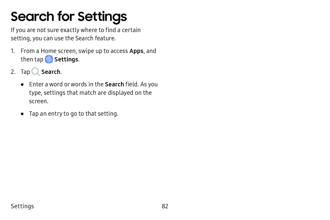 Search for Settings