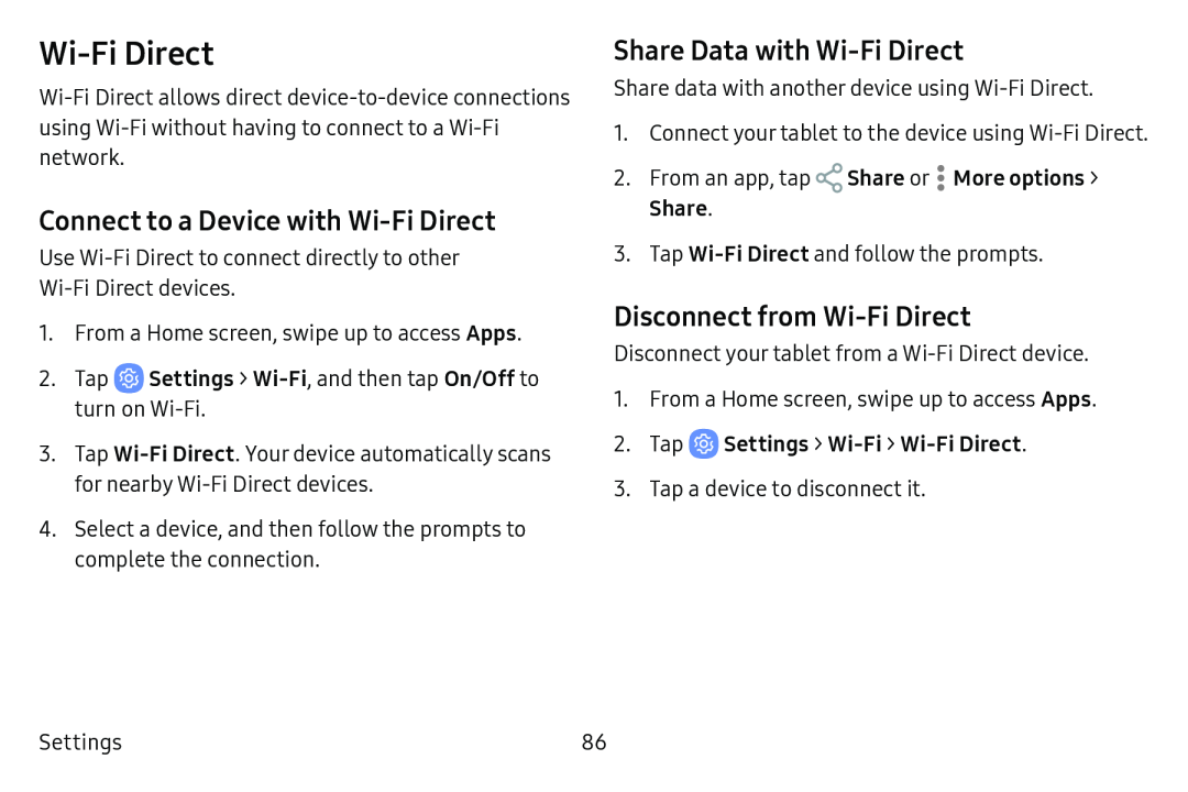 Connect to a Device with Wi-FiDirect Share Data with Wi-FiDirect