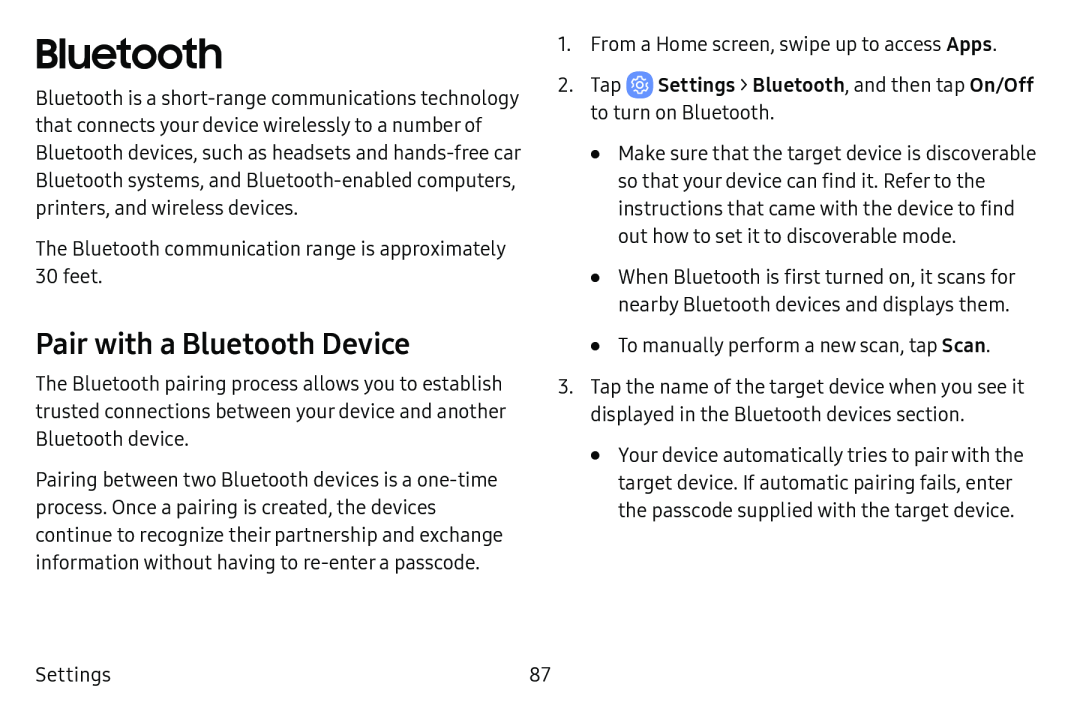 Pair with a Bluetooth Device Bluetooth