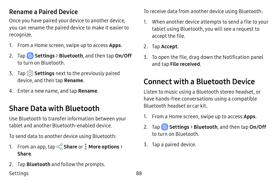 Share Data with Bluetooth Galaxy Tab E 9.6 Verizon