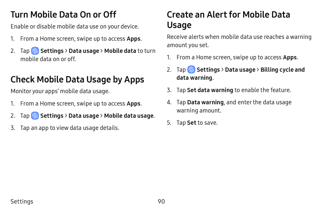 Check Mobile Data Usage by Apps Galaxy Tab E 9.6 Verizon