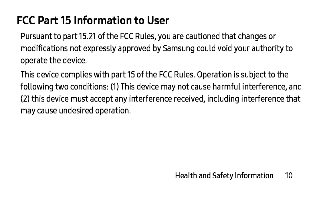 FCC Part 15 Information to User Galaxy Tab E 9.6 Wi-Fi