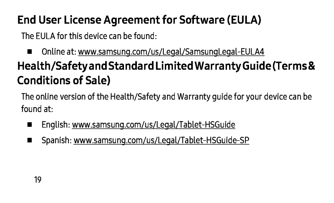 End User License Agreement for Software (EULA) Galaxy Tab E 9.6 Wi-Fi