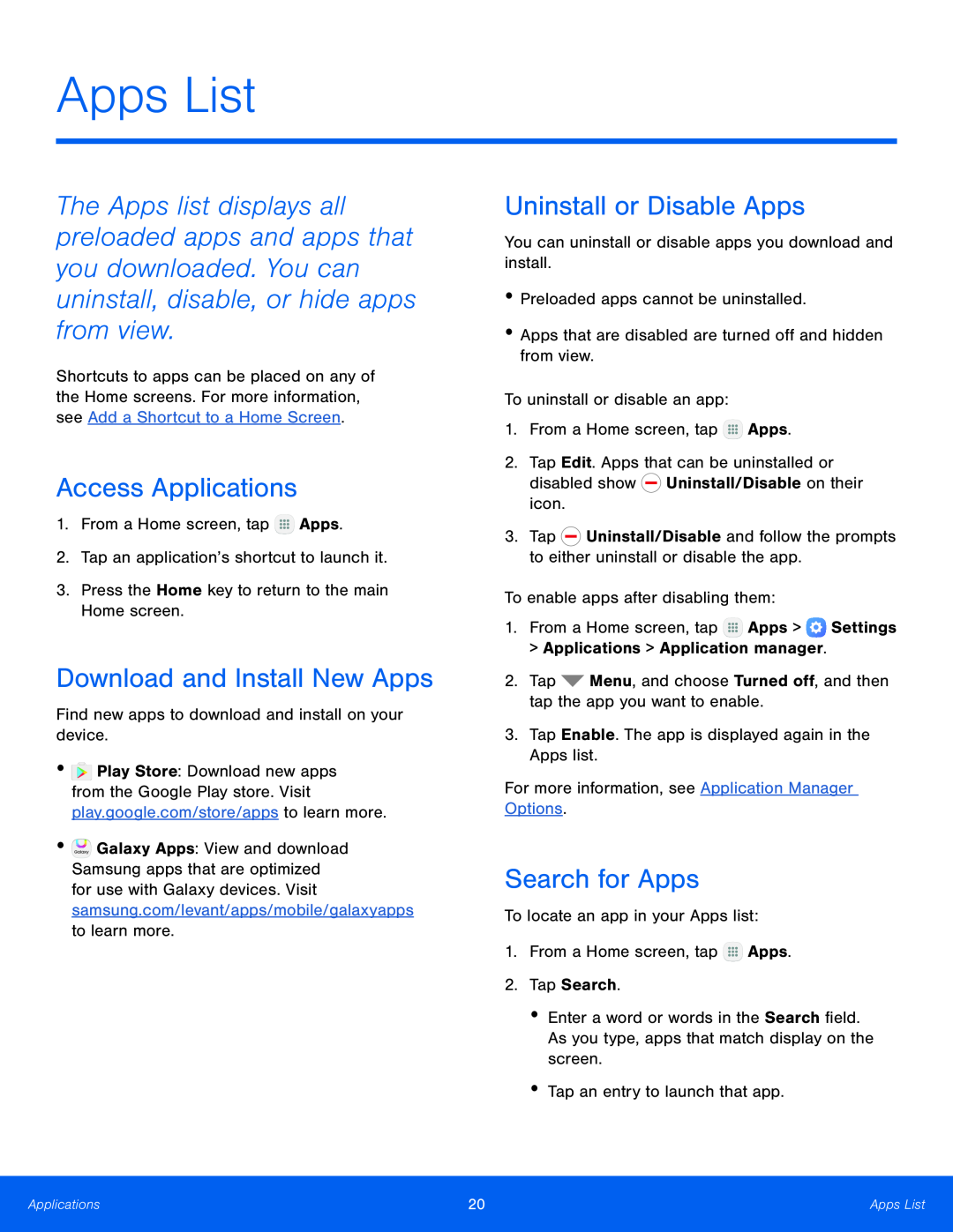 Access Applications Download and Install New Apps