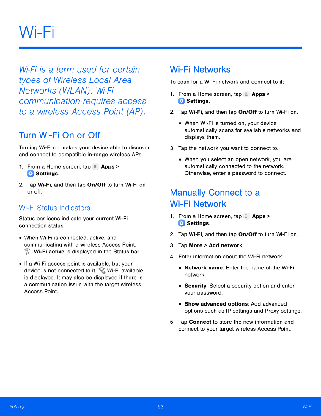 Wi-FiStatus Indicators Galaxy Tab E 9.6 Wi-Fi