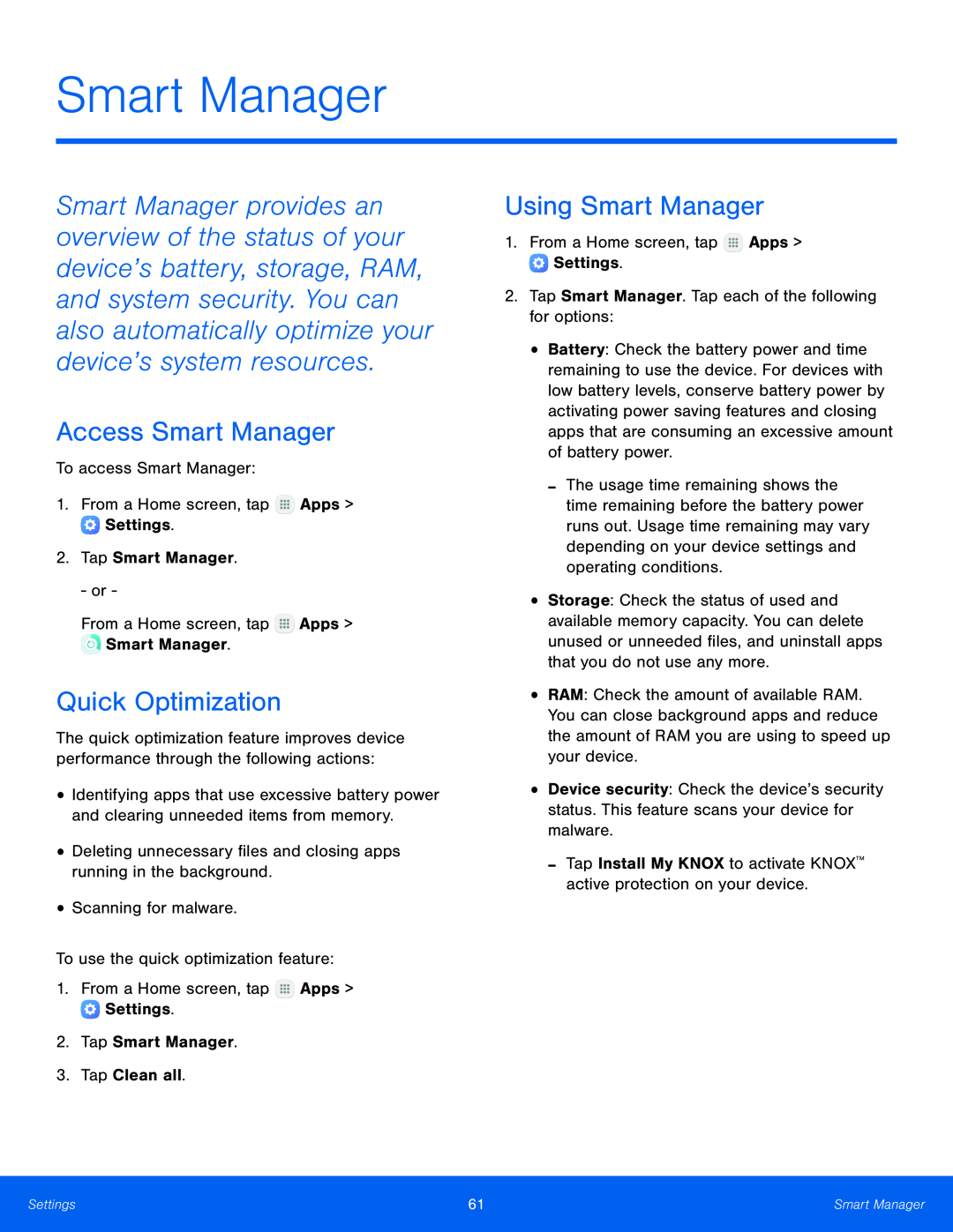 Using Smart Manager Galaxy Tab E 9.6 Wi-Fi