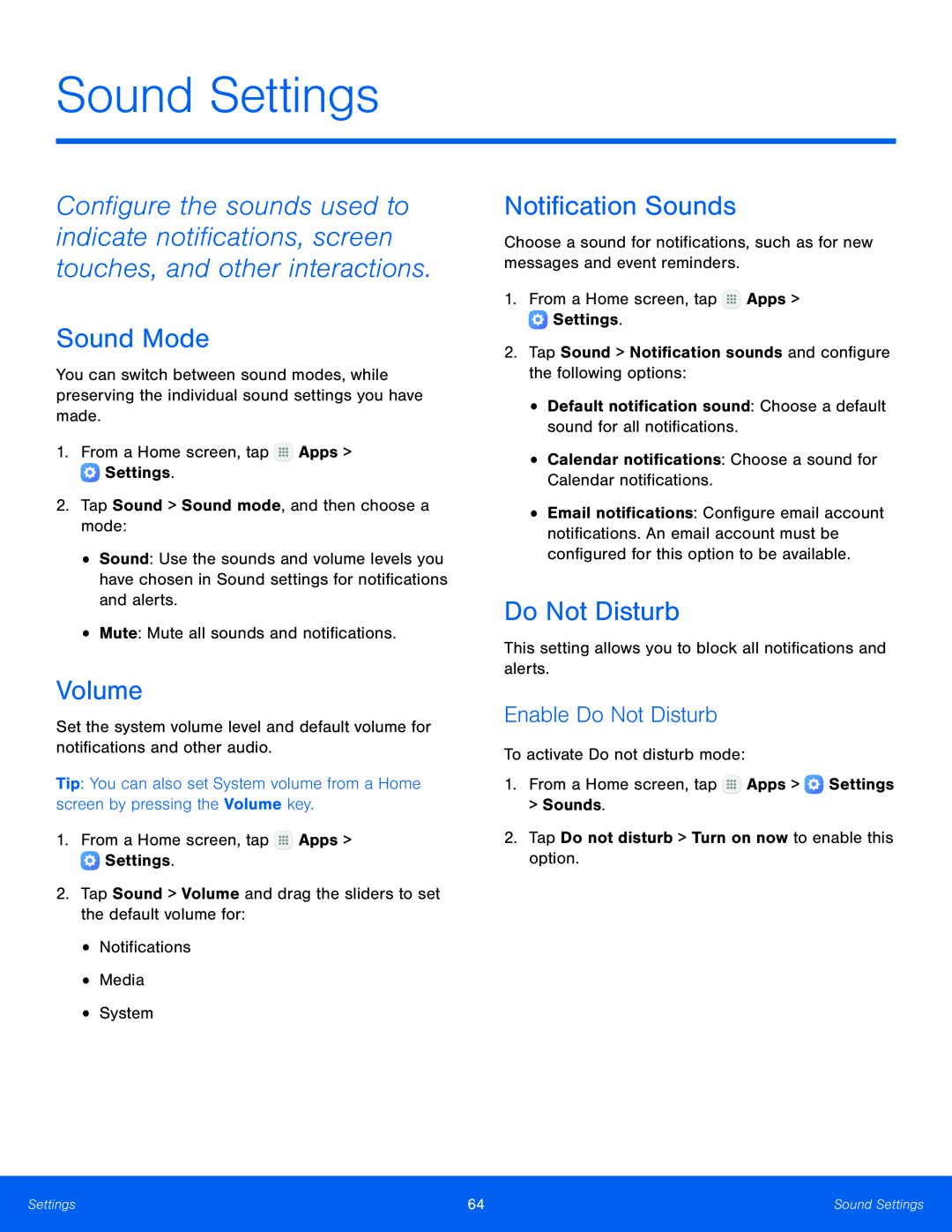 Sound Settings Galaxy Tab E 9.6 Wi-Fi