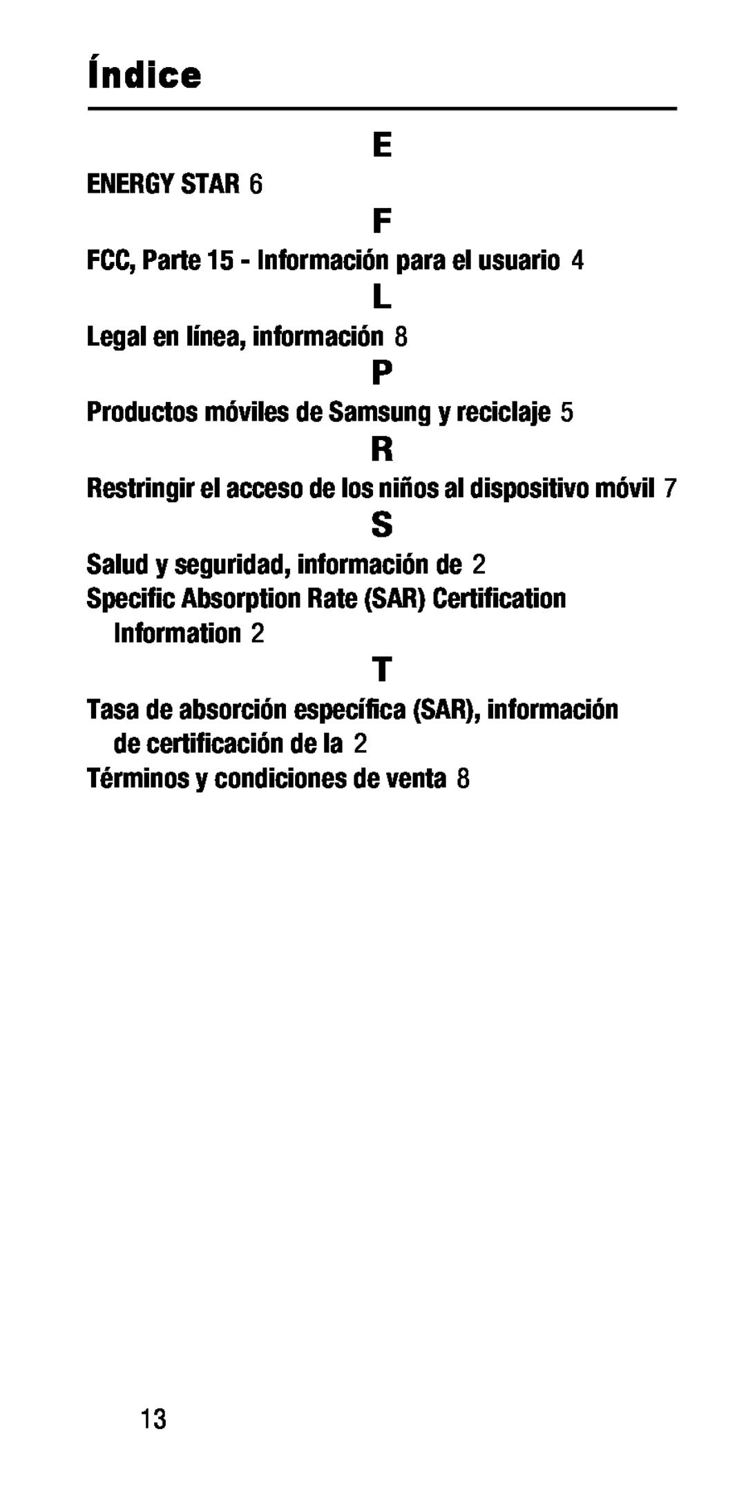 Índice Galaxy Tab E 8.0 AT&T