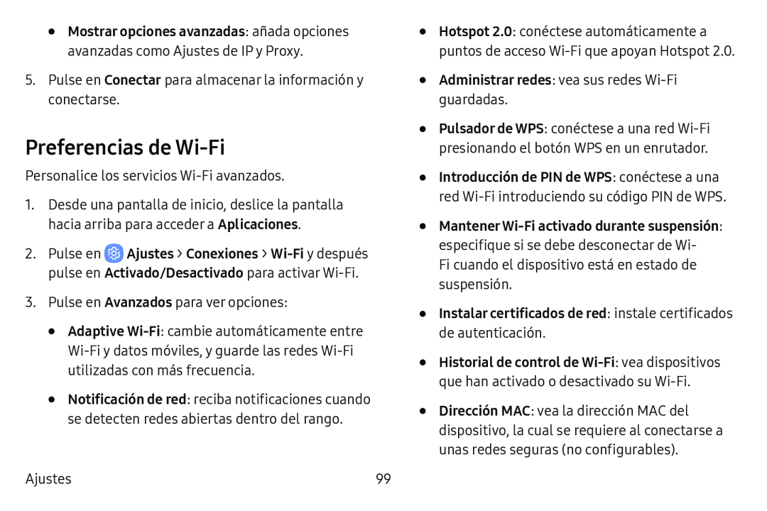 Preferencias de Wi-Fi Galaxy Tab E 8.0 AT&T