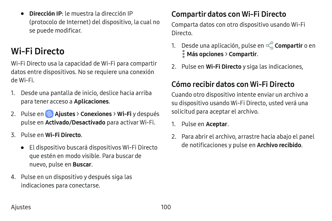 Compartir datos con Wi-FiDirecto Cómo recibir datos con Wi-FiDirecto