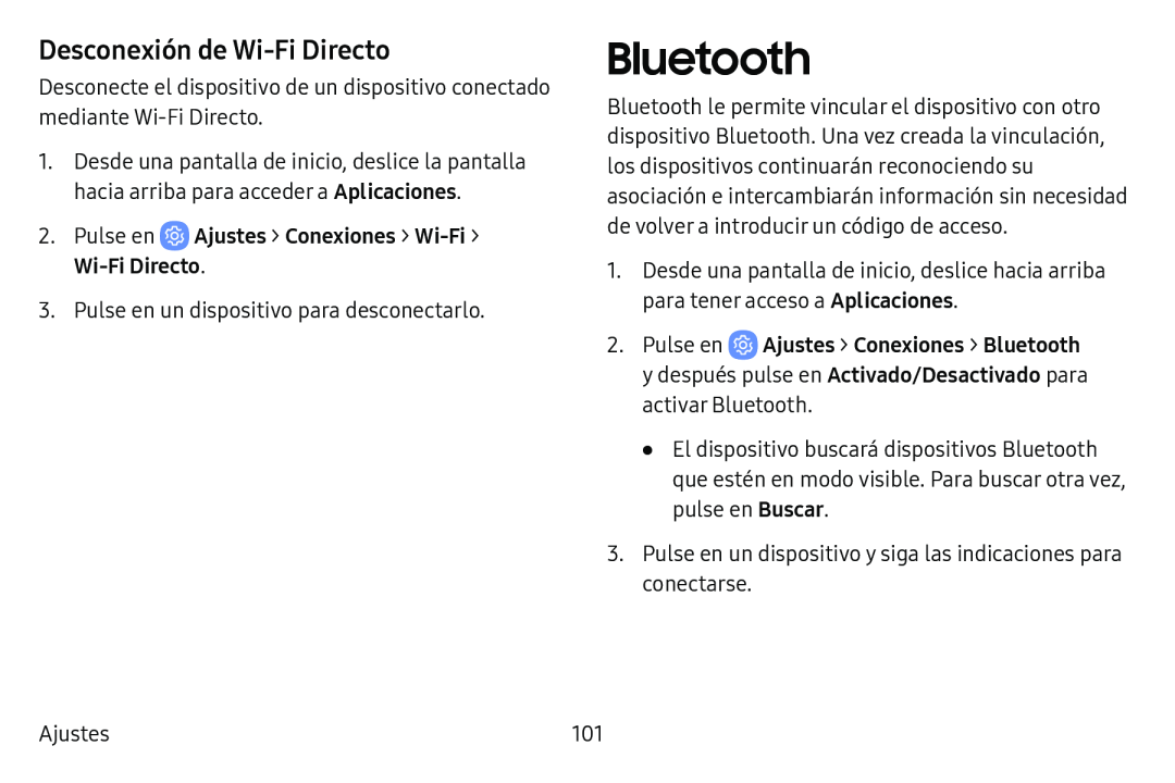 Desconexión de Wi-FiDirecto Bluetooth