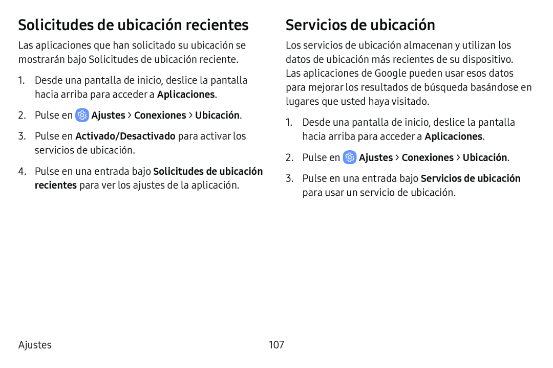 Solicitudes de ubicación recientes Servicios de ubicación