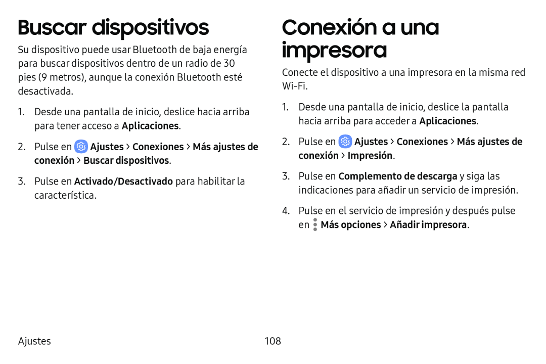 Buscar dispositivos Conexión a una impresora