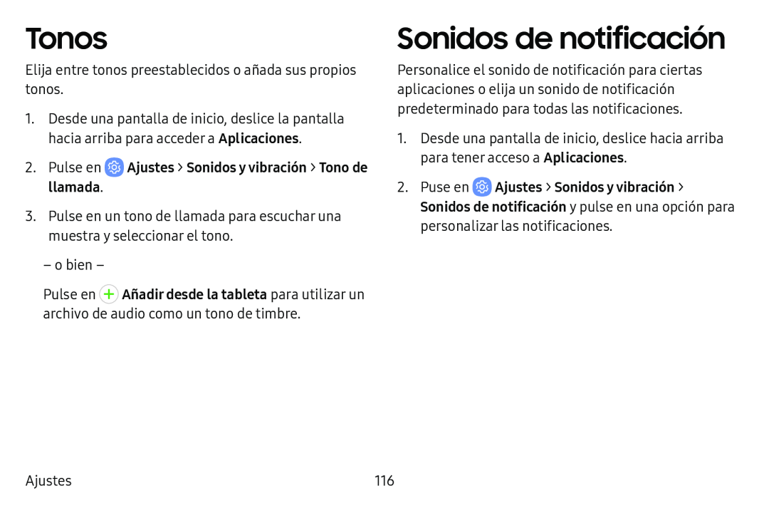 Sonidos de notificación Galaxy Tab E 8.0 AT&T