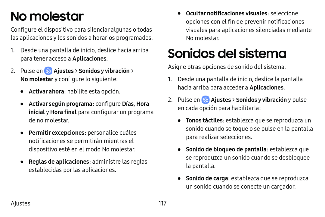 No molestar Sonidos del sistema