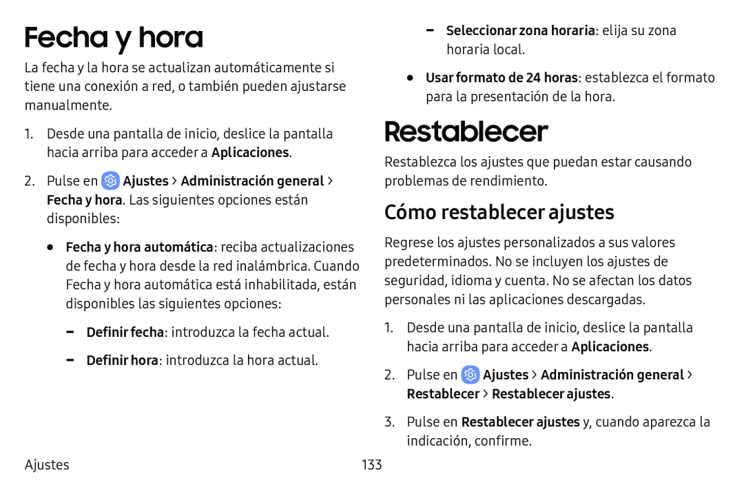 Cómo restablecer ajustes Fecha y hora