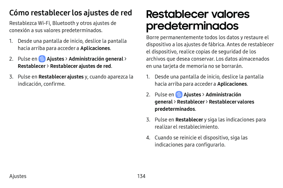 Cómo restablecer los ajustes de red Galaxy Tab E 8.0 AT&T