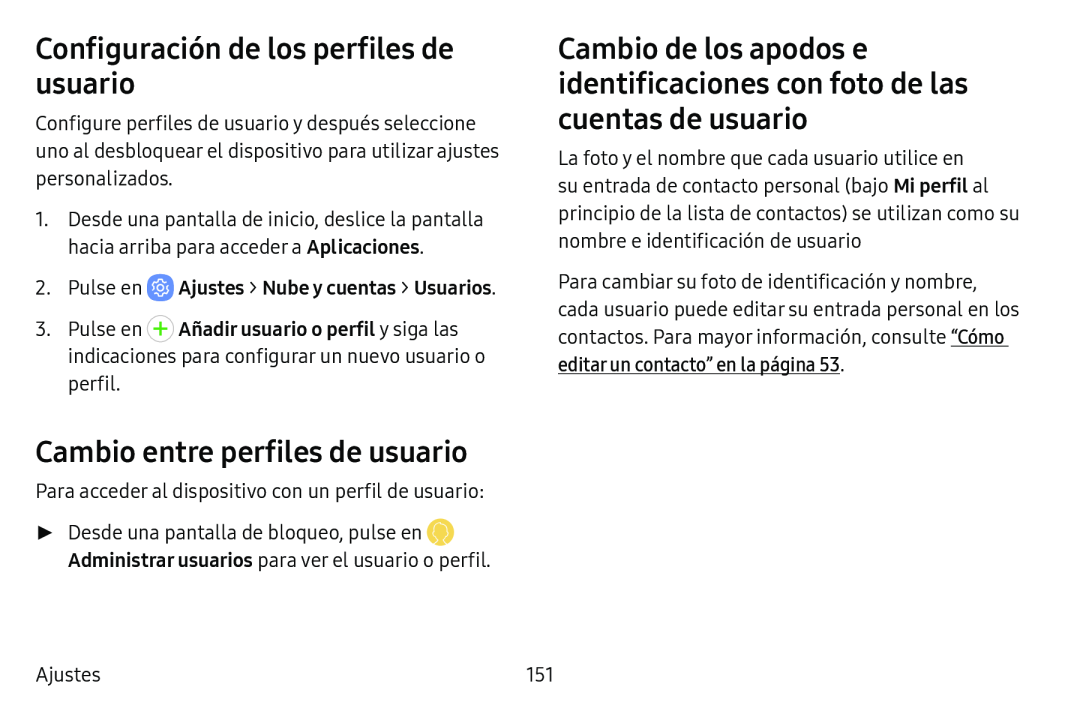 Configuración de los perfiles de usuario Galaxy Tab E 8.0 AT&T