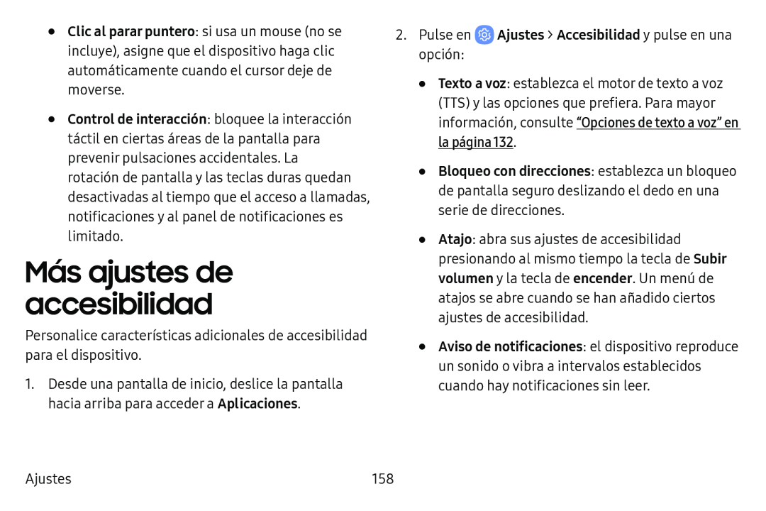 Más ajustes de accesibilidad Galaxy Tab E 8.0 AT&T