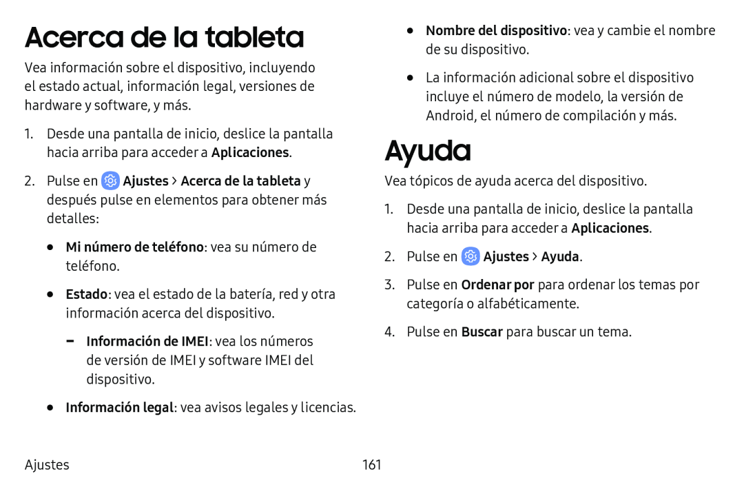 Acerca de la tableta Ayuda