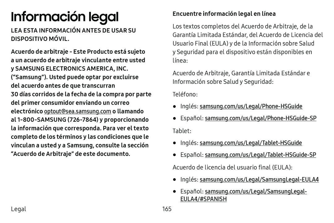 Información legal Galaxy Tab E 8.0 AT&T