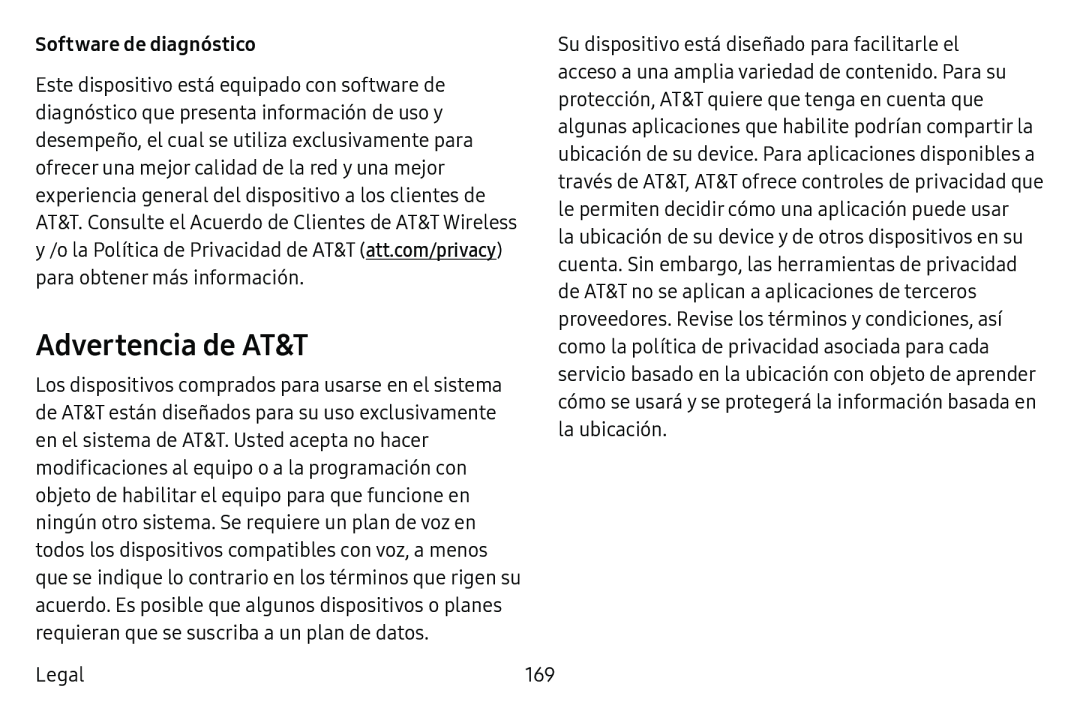 Advertencia de AT&T