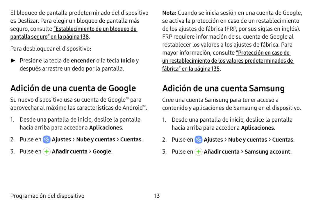 Adición de una cuenta Samsung Galaxy Tab E 8.0 AT&T