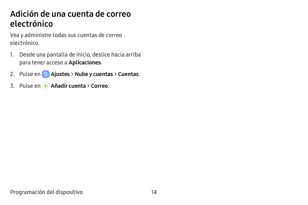 Adición de una cuenta de correo electrónico Galaxy Tab E 8.0 AT&T