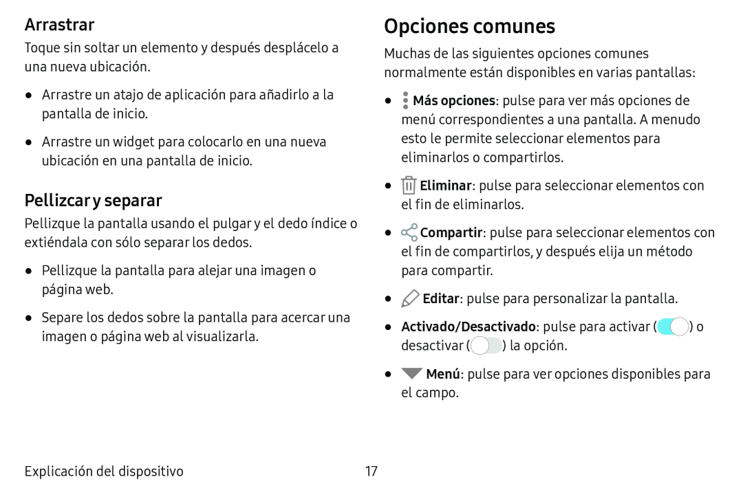 Arrastrar Pellizcar y separar