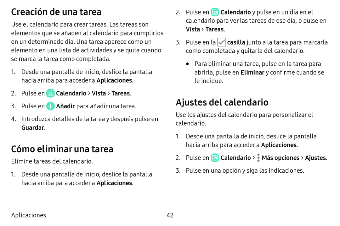 Ajustes del calendario Galaxy Tab E 8.0 AT&T