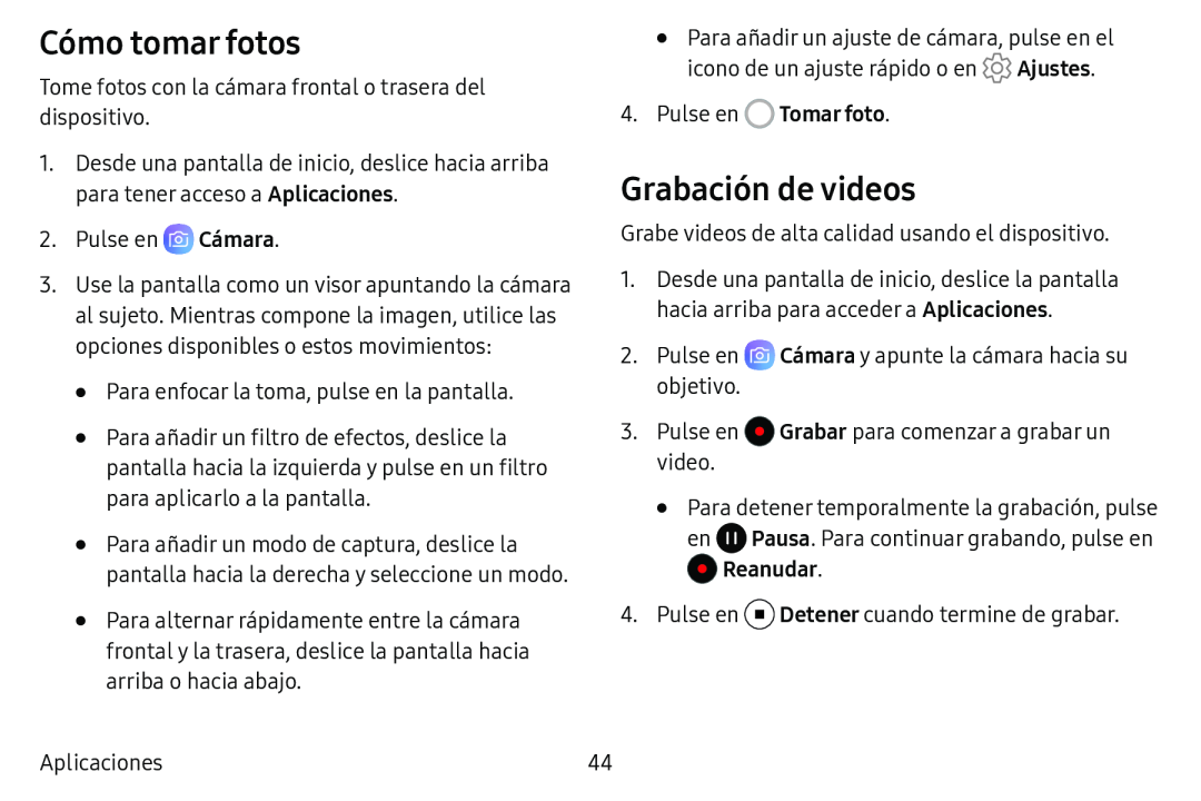 Grabación de videos Galaxy Tab E 8.0 AT&T