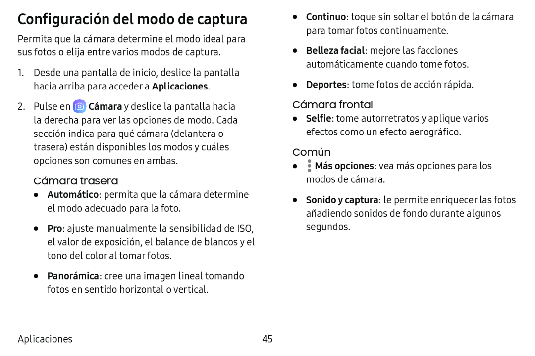 Configuración del modo de captura Galaxy Tab E 8.0 AT&T