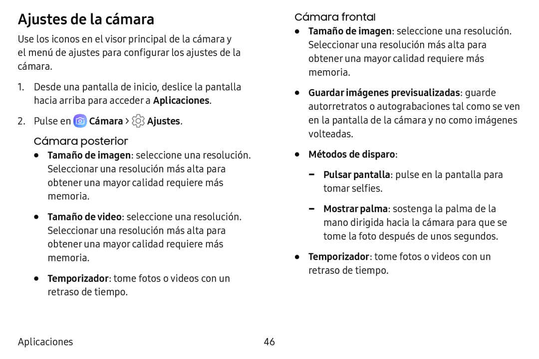 Ajustes de la cámara Galaxy Tab E 8.0 AT&T