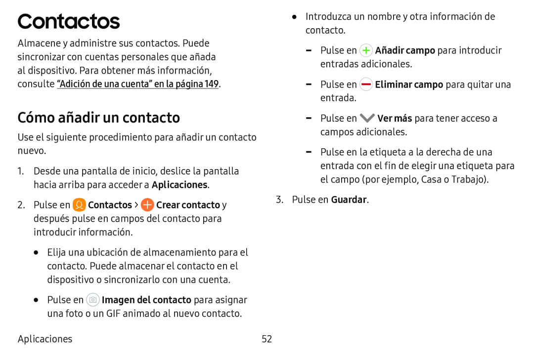 Contactos Galaxy Tab E 8.0 AT&T