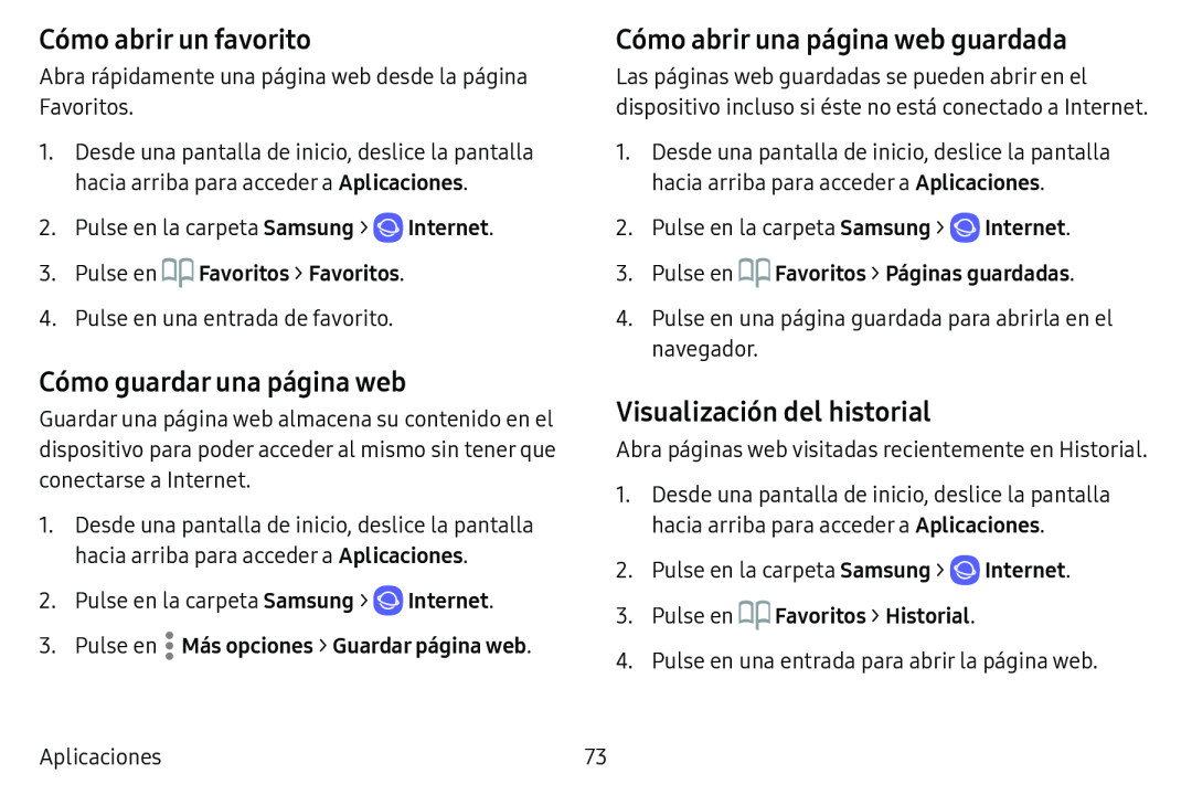 Visualización del historial Galaxy Tab E 8.0 AT&T