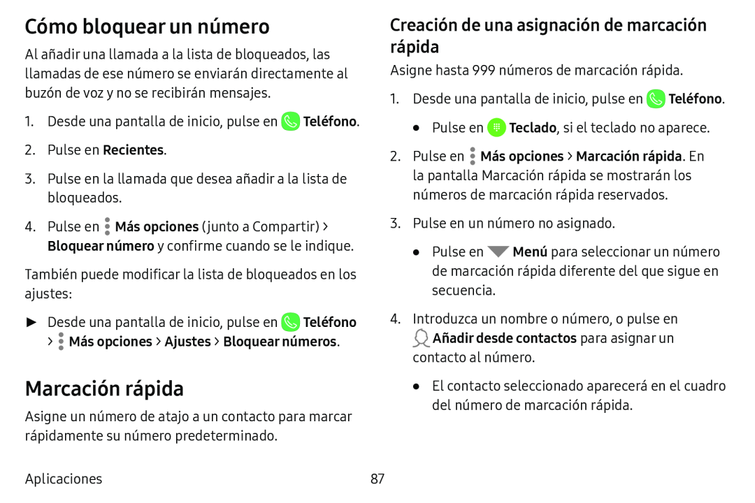 Creación de una asignación de marcación rápida Galaxy Tab E 8.0 AT&T