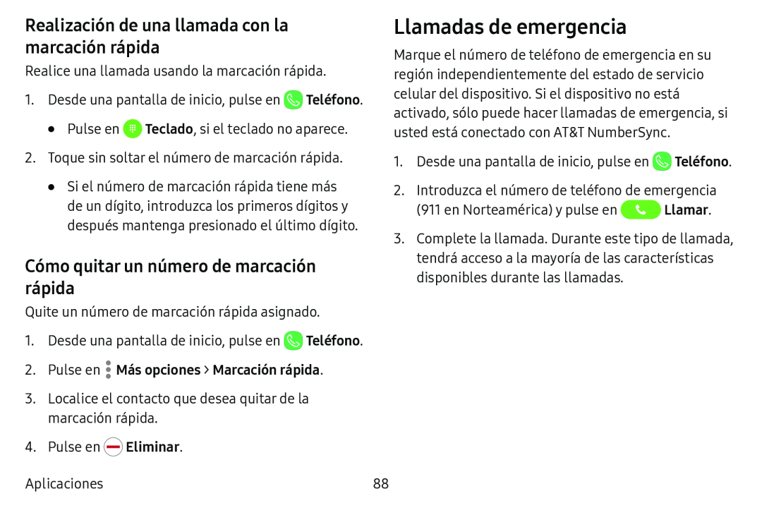 Llamadas de emergencia Galaxy Tab E 8.0 AT&T