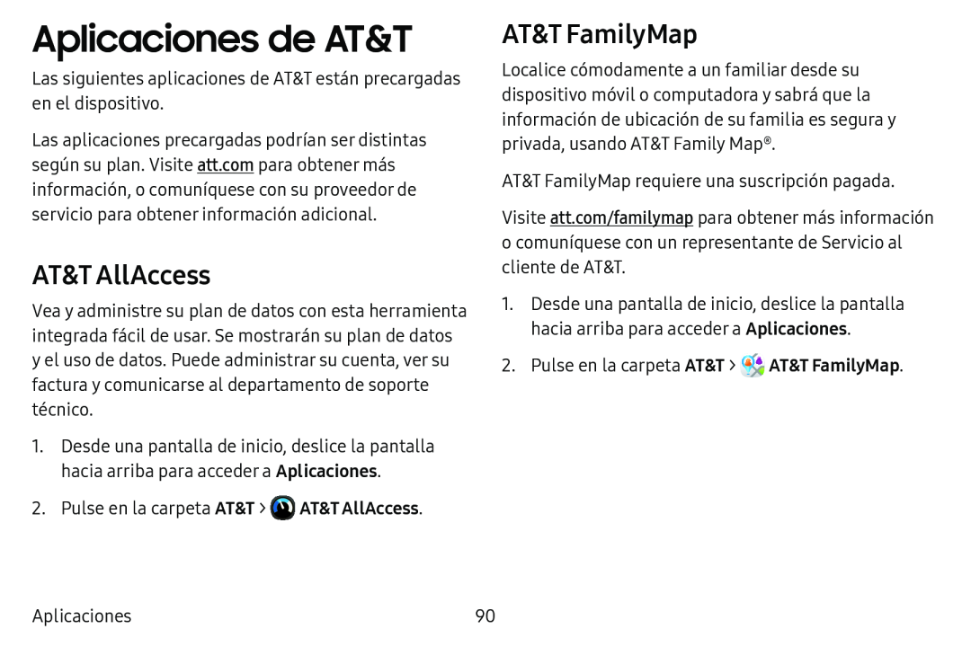 Aplicaciones de AT&T Galaxy Tab E 8.0 AT&T